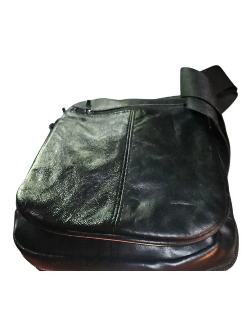Vintage DB Design Black Leather Crossbody Bag One Size